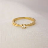 Anel Solitário Personalizado Convexo Ouro 18K