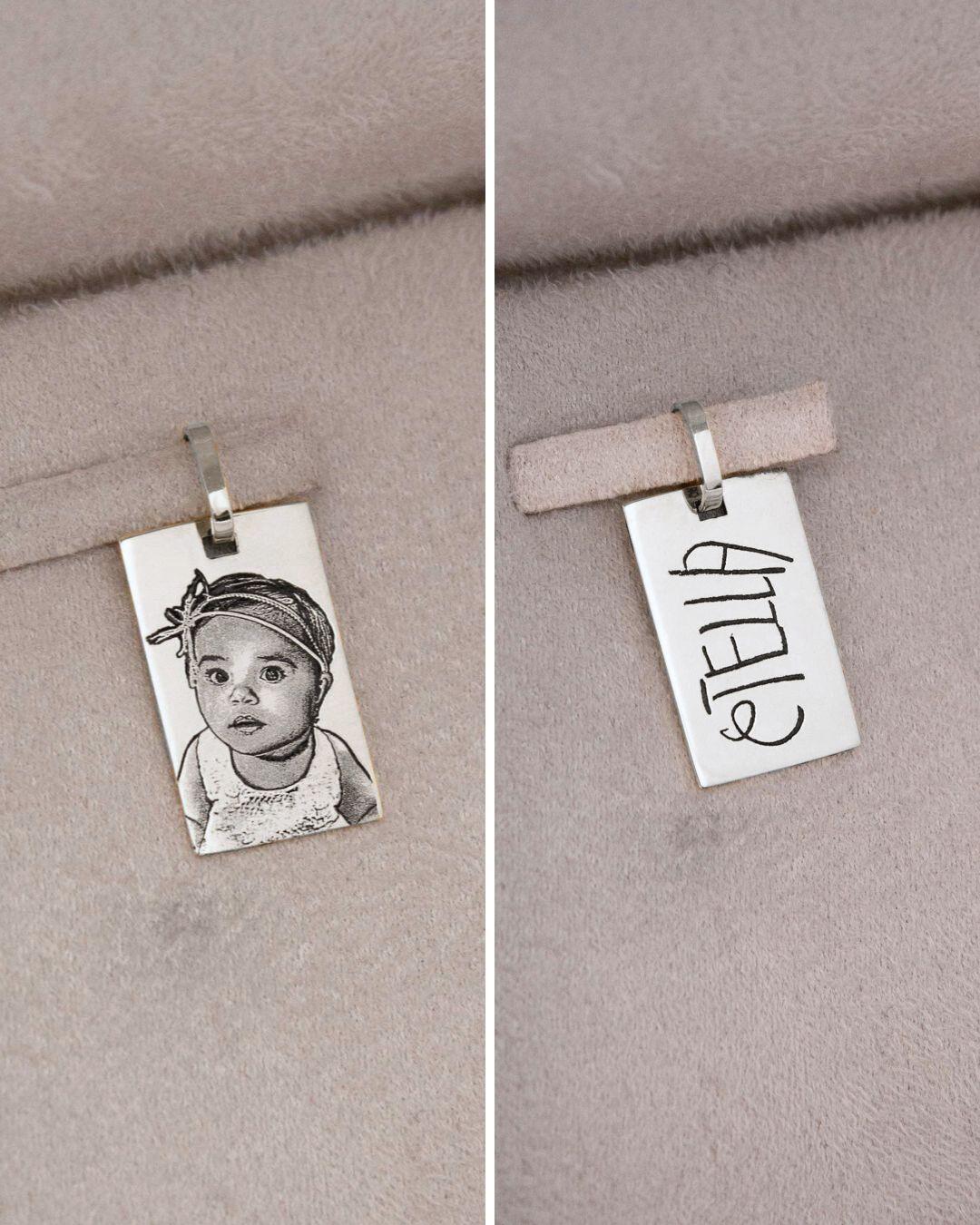 Pingente Foto Personalizado Retangular Prata 950