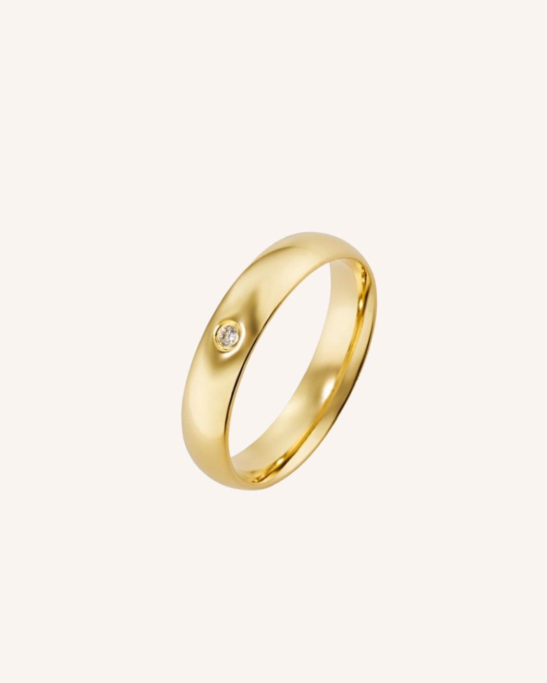 Aliança Personalizada Ouro 18K Anatômica | 5mm Abaulada 1 Brilhante - Montezza Joias