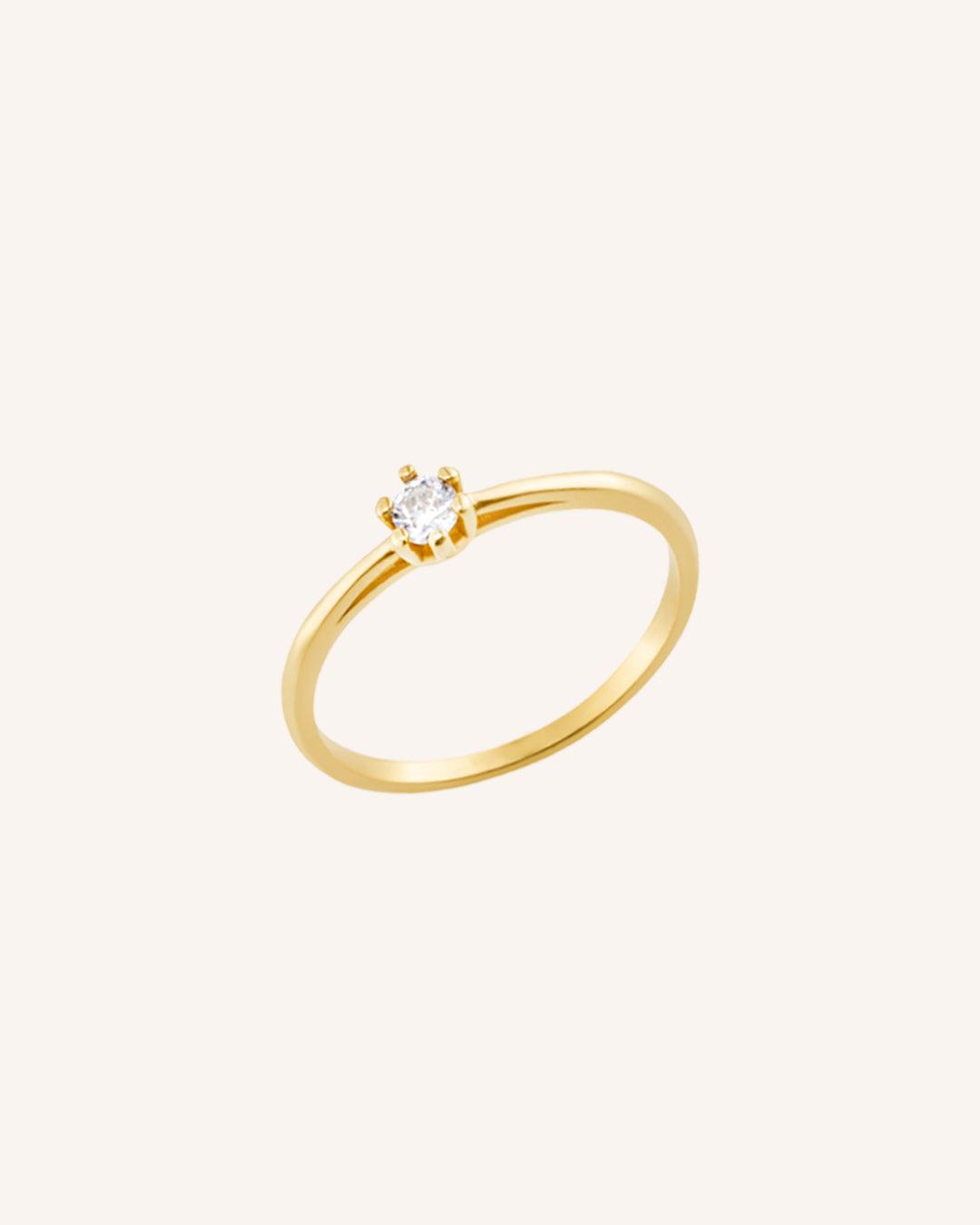 Anel Solitário Personalizado Ouro 18K Diamante Aro Delicado - Montezza Joias
