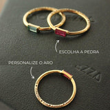 Anel Baguete Memórias Lili Personalizado Ouro 18K