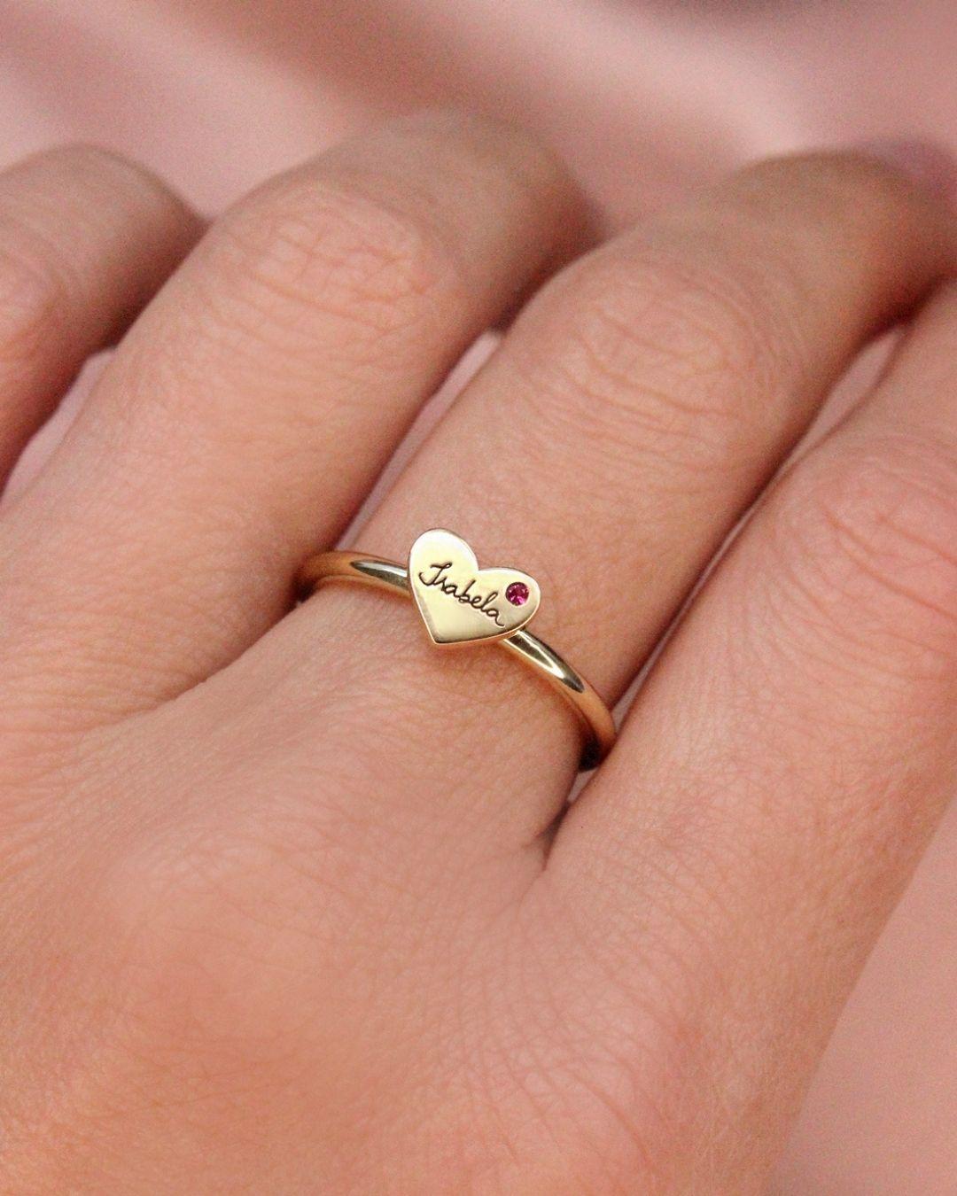 Anel Coração Personalizado Ouro 18K
