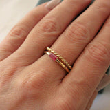 Anel Baguete Memórias Lili Personalizado Ouro 18K