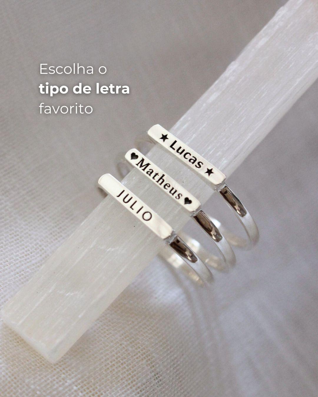 Anel Nome Personalizado Prata 950