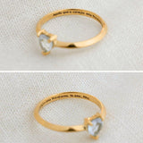 Anel Solitário Coração Personalizado Ouro 18K
