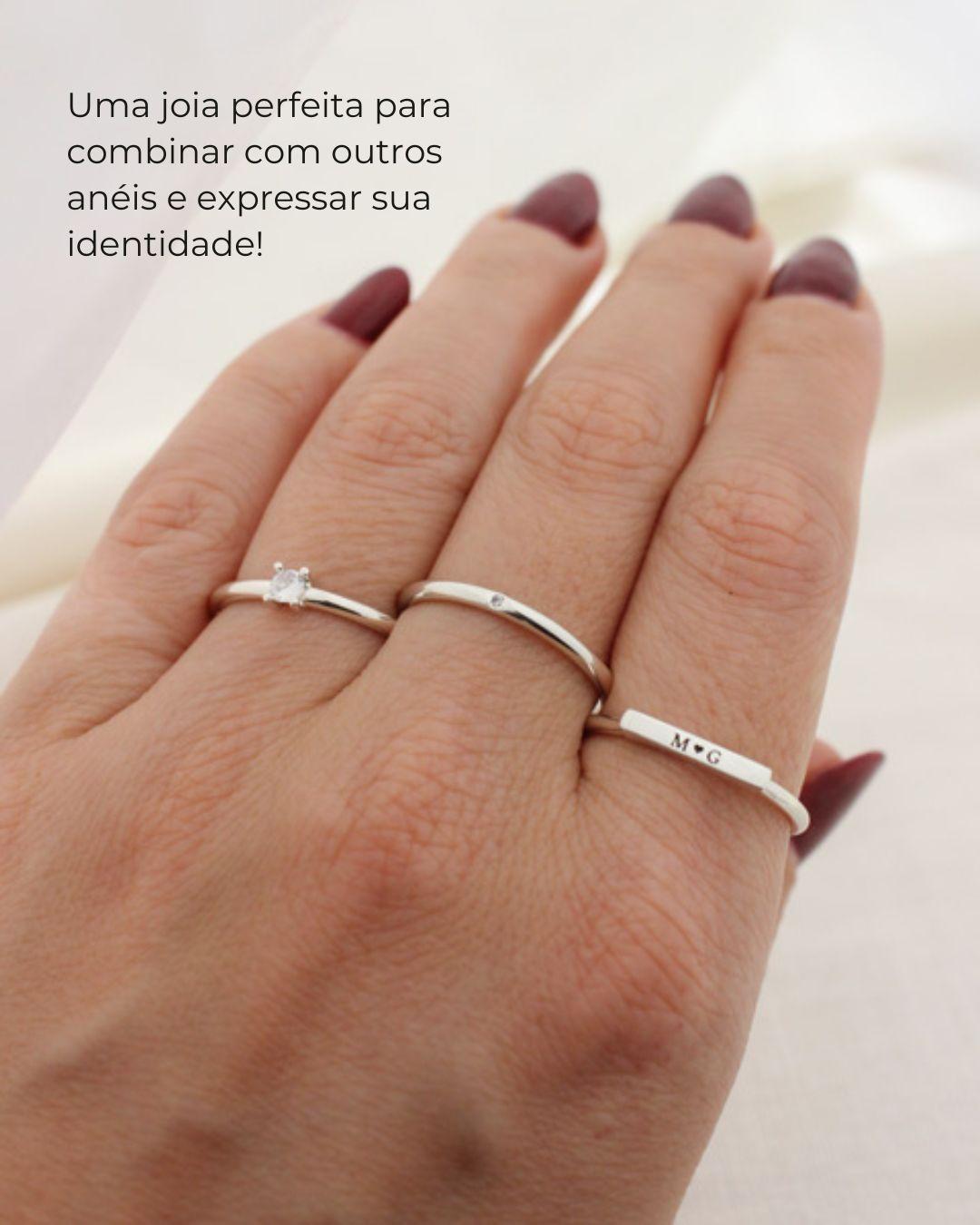 Anel Nome Personalizado Prata 950
