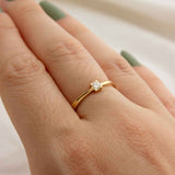 Anel Solitário Personalizado Convexo Ouro 18K