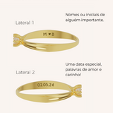 Anel Solitário Personalizado Convexo Ouro 18K