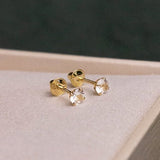 Brinco Ponto de Luz Zircônia 3mm Baby Ouro 18K