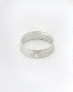 Aliança Namoro Prata 950 1 Zircônia Fosca Friso Lateral 6mm - Montezza Joias