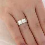 Aliança Namoro Prata 950 1 Zircônia Fosca Friso Lateral 6mm - Montezza Joias