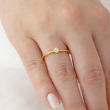 Anel Solitário Personalizado Ouro 18K Diamante Aro Delicado - Montezza Joias