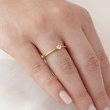 Anel Solitário Personalizado Ouro 18K Diamante Aro Delicado - Montezza Joias