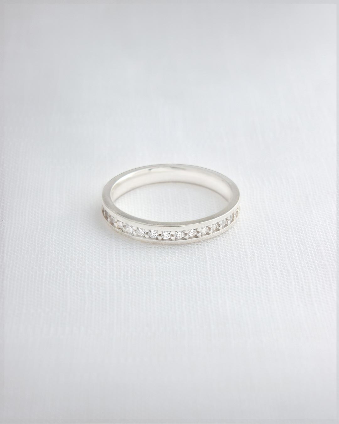 Aliança Namoro Prata 950 Cravejada Zircônias 3mm - Montezza Joias