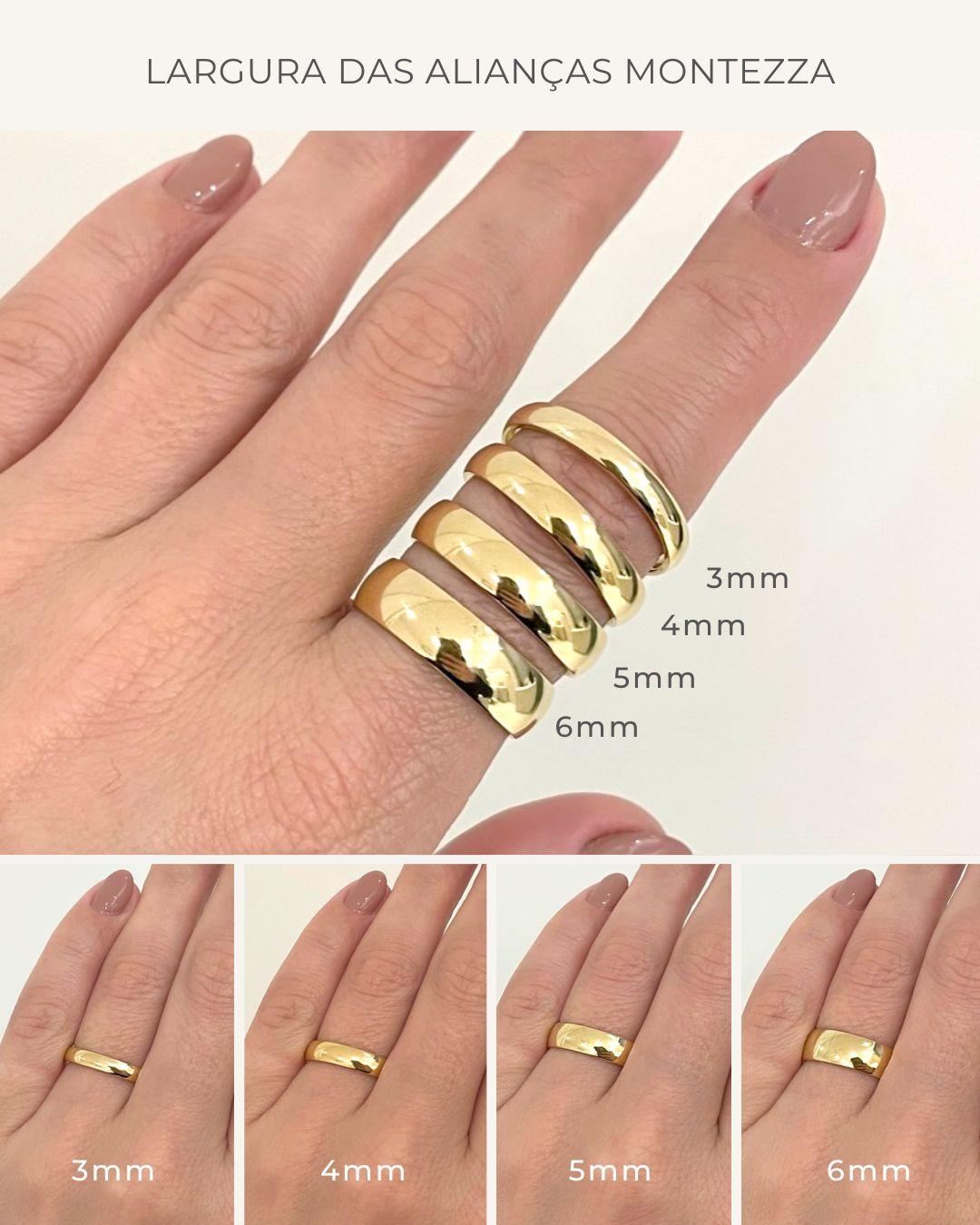 Aliança Personalizada Ouro 18K Anatômica | 6mm Reta com Friso e 1 Brilhante - Montezza Joias