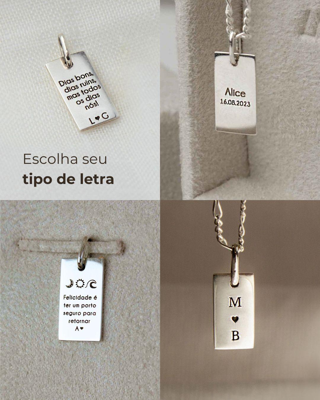 Pingente Foto Personalizado Retangular Prata 950