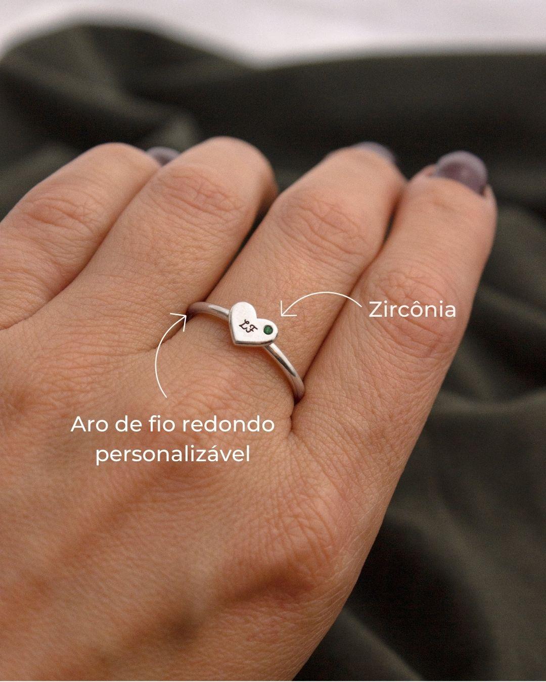 Anel Coração Personalizado Prata 950