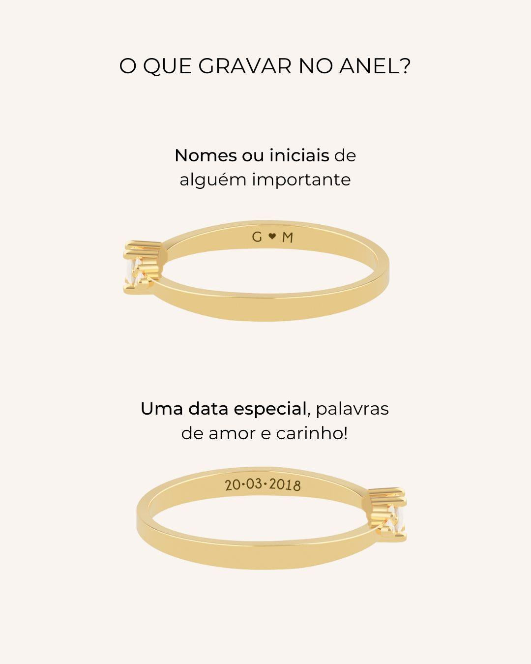 Anel Solitário Personalizado Ouro 18K 7 Pedras Aro Afinado