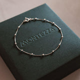 Pulseira Bolinhas Fio Veneziana 18cm Prata 925