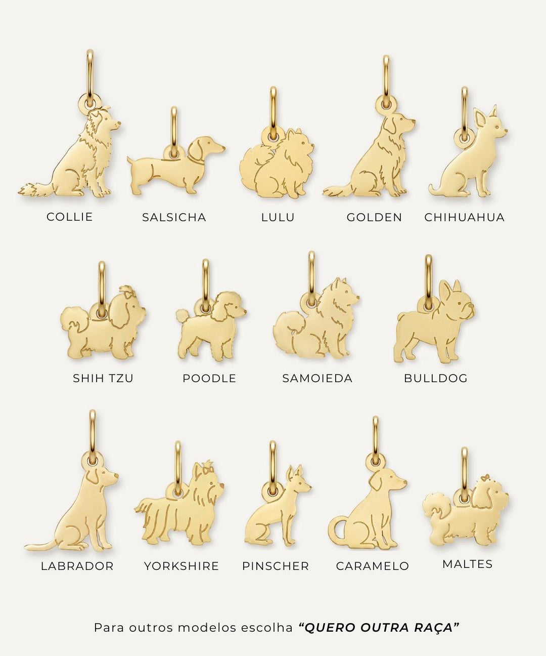 Pingente Cachorro Mini Personalizado Ouro 18K