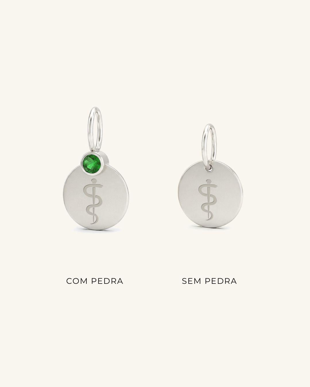 Pingente de Formatura Personalizado Prata 950 com Pedra do Curso
