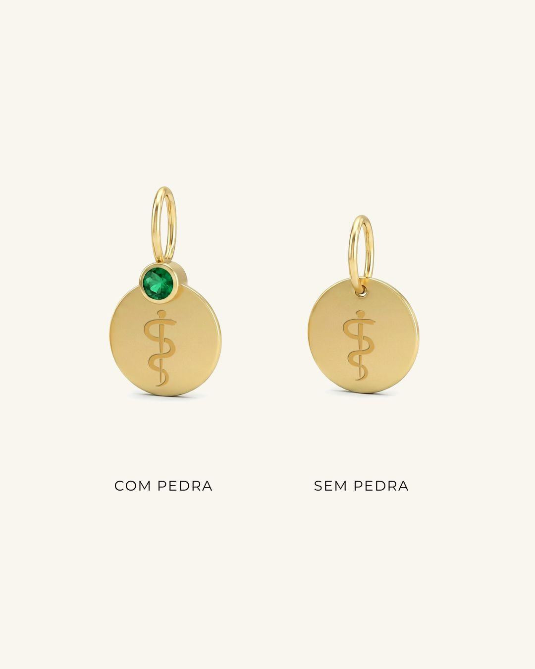 Pingente de Formatura Personalizado Ouro 18K com Pedra do Curso