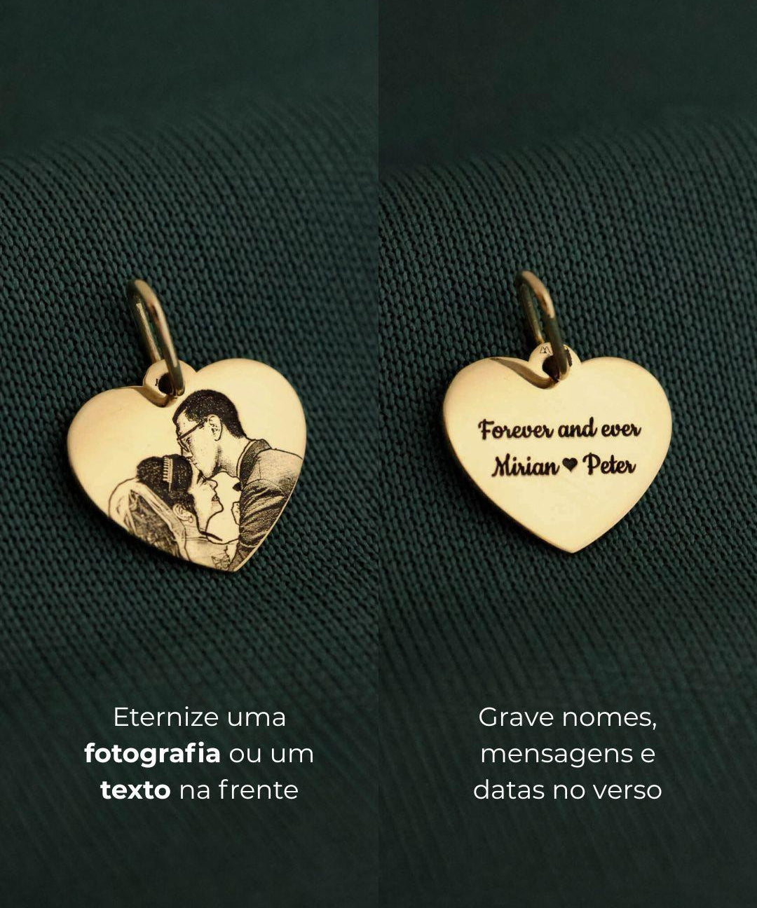 Pingente Personalizado Coração Ouro 18K