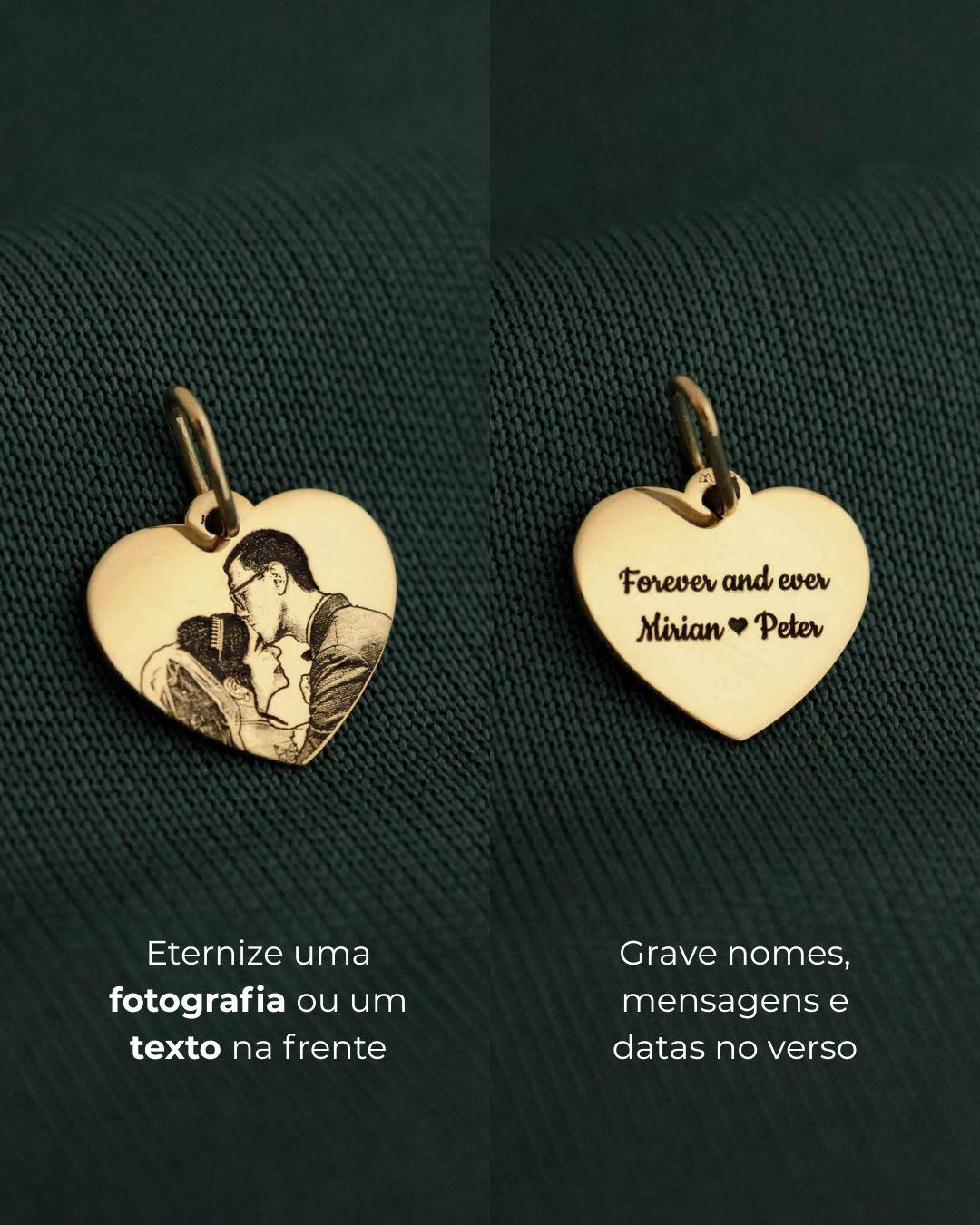 Pingente Personalizado Coração Ouro 18K