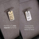 Pingente Placa Foto Personalizado Ouro 18K e Prata 950