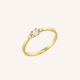 Anel Solitário Ouro 18K 7 Pedras Diamantes Aro Afinado - Montezza Joias