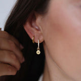 Brinco Argola Cravejada Redonda Ouro 18K
