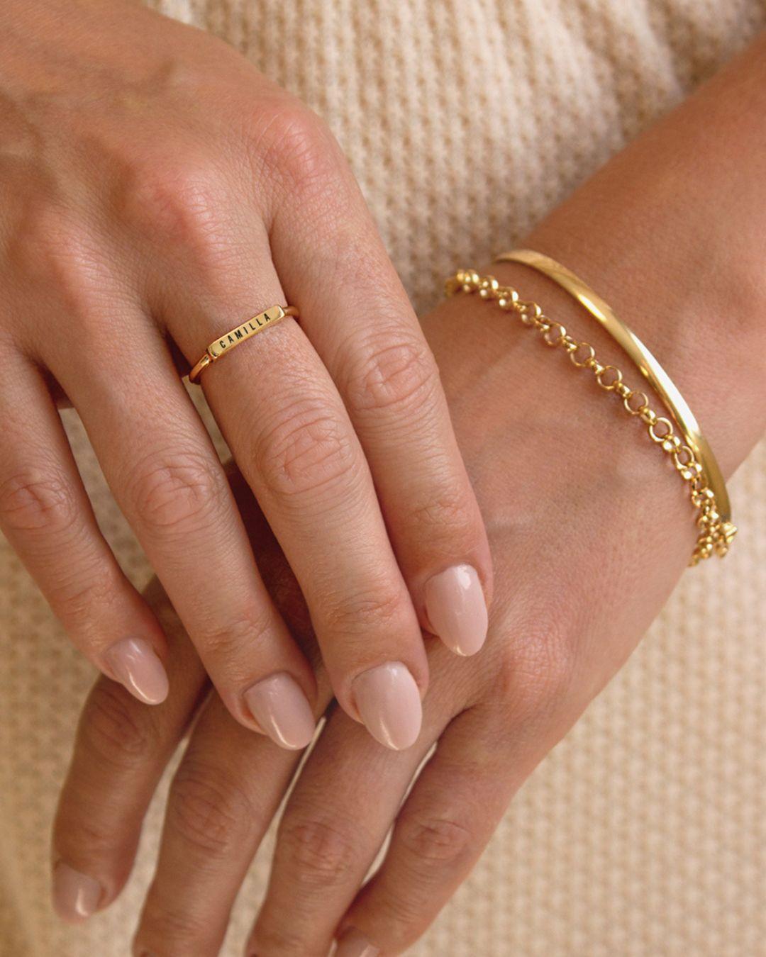 Anel Nome Personalizado Ouro 18K