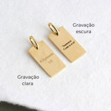 Pingente Personalizado Retangular Ouro 18K