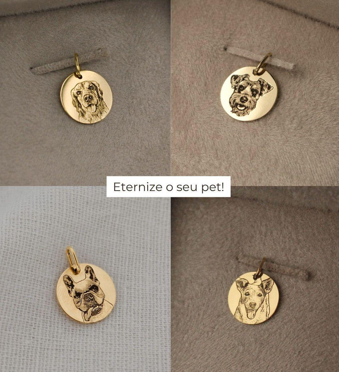 Pingente Foto Personalizado Redondo Ouro 18K