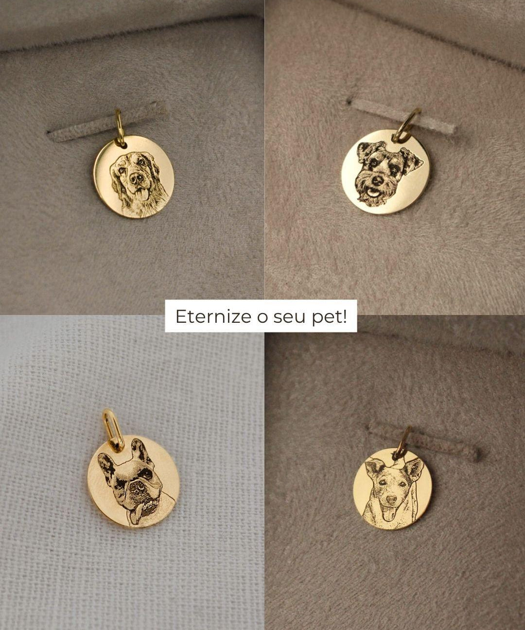 Pingente Foto Personalizado Redondo Ouro 18K