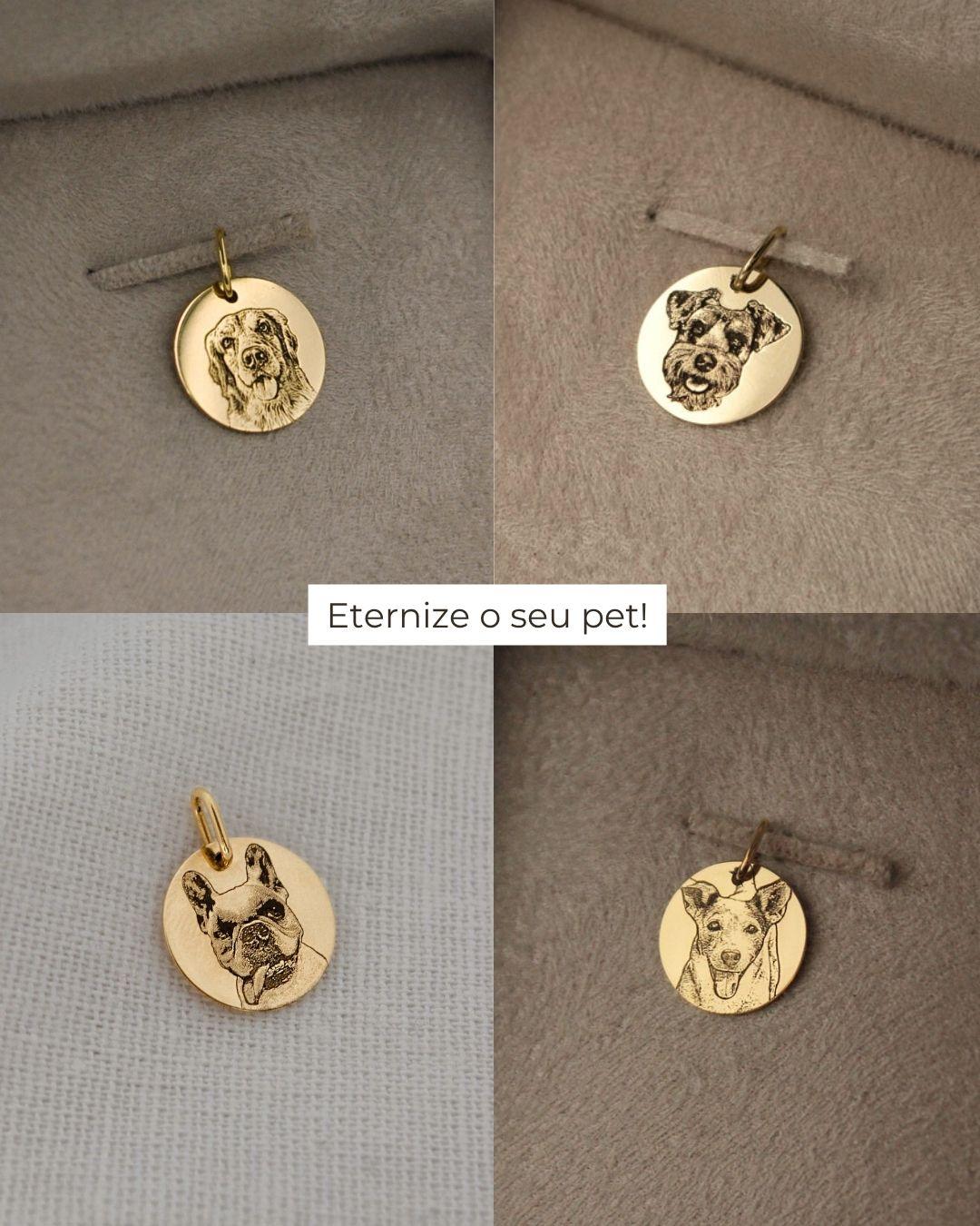 Pingente Foto Personalizado Redondo Ouro 18K