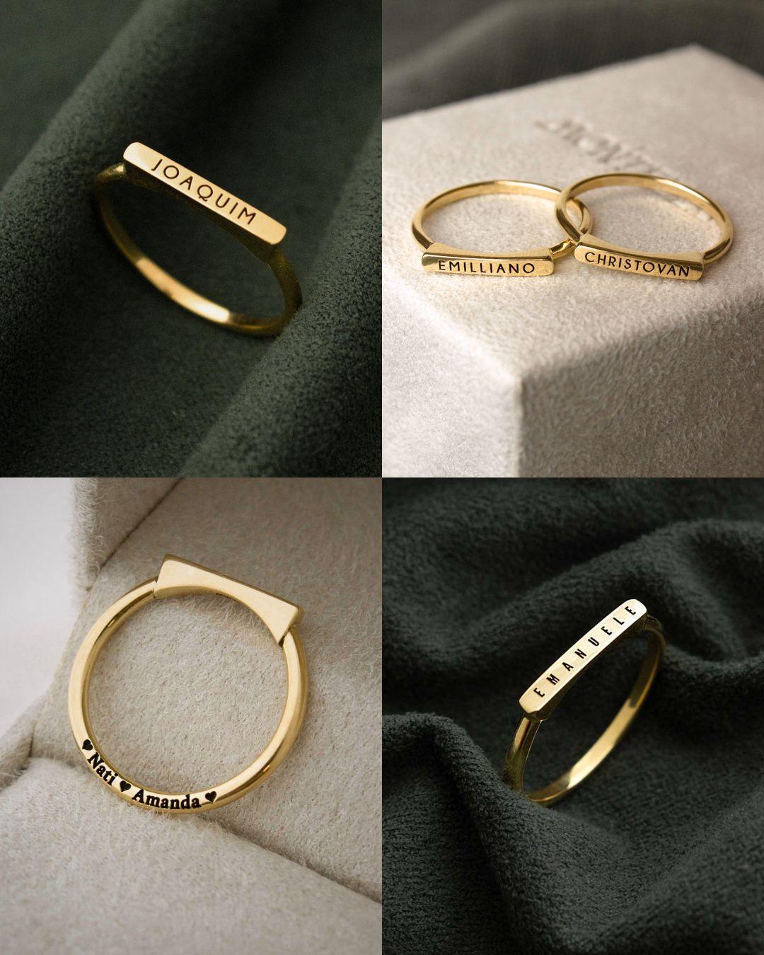 Anel Nome Personalizado Ouro 18K