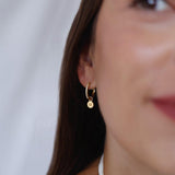 Brinco Argola Cravejada Redonda Ouro 18K