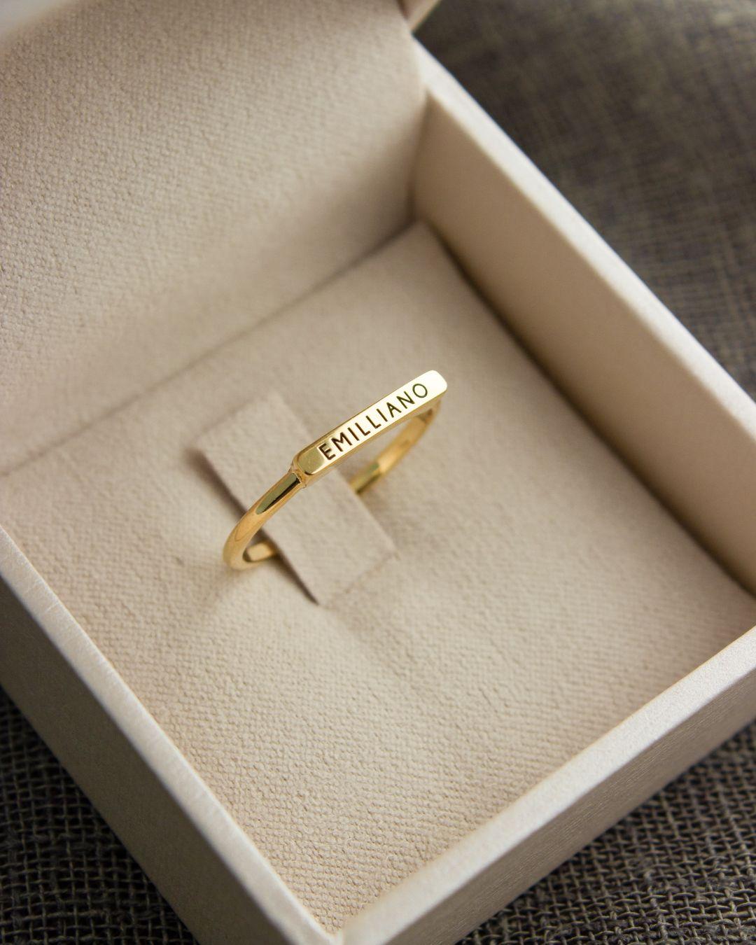 Anel Nome Personalizado Ouro 18K