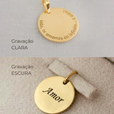 Pingente Personalizado Redondo Ouro 18K