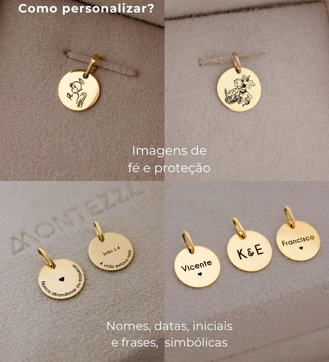 Pingente Personalizado Redondo Ouro 18K