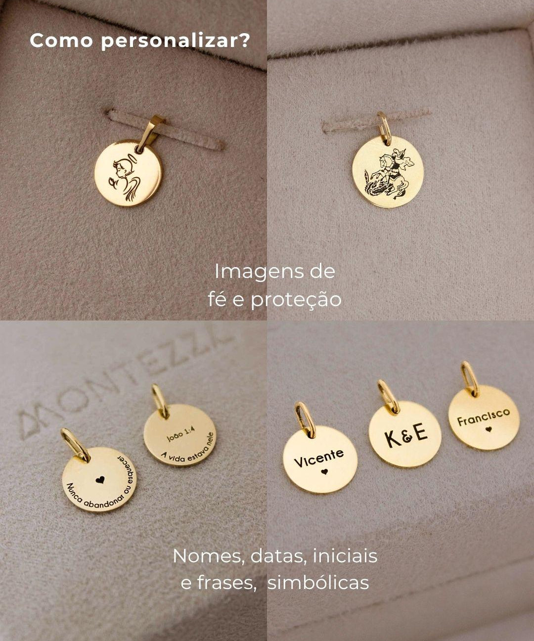 Pingente Personalizado Redondo Ouro 18K