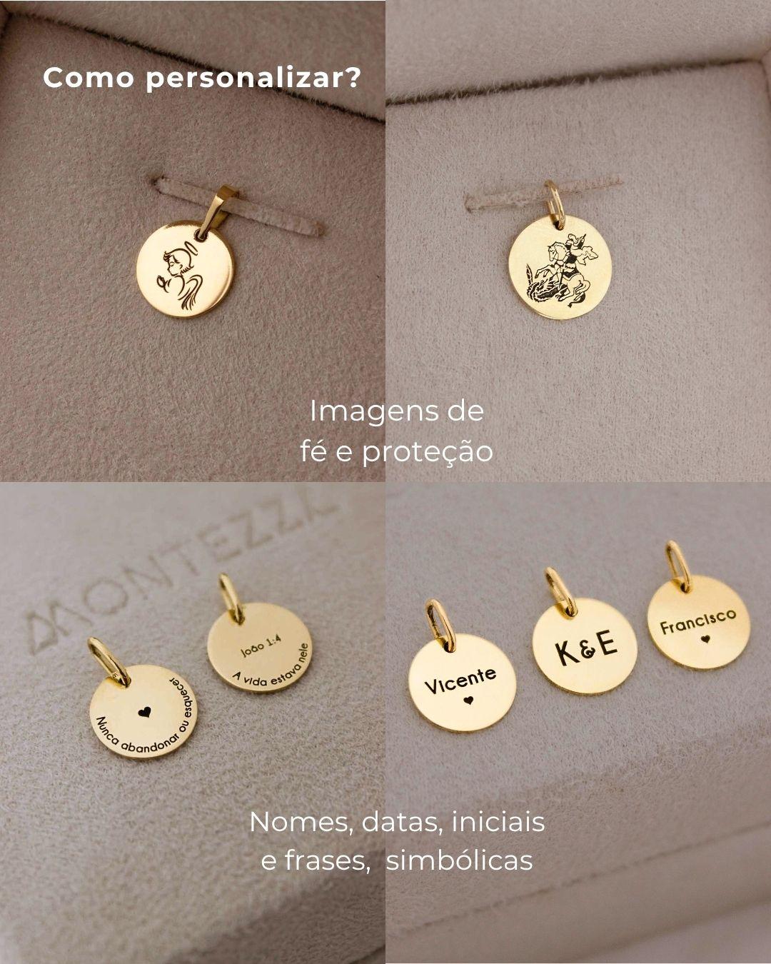Pingente Personalizado Redondo Ouro 18K