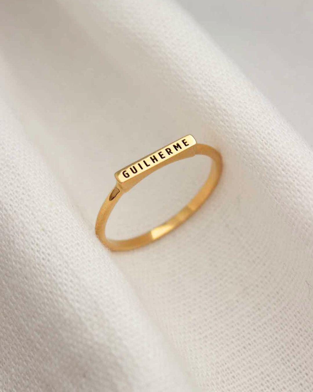 Anel Nome Personalizado Ouro 18K