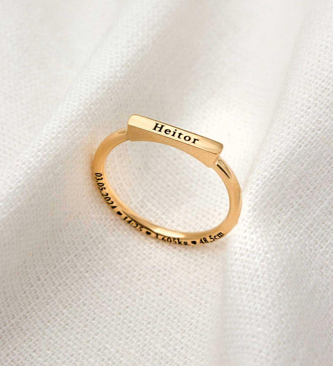 Anel Nome Personalizado Ouro 18K