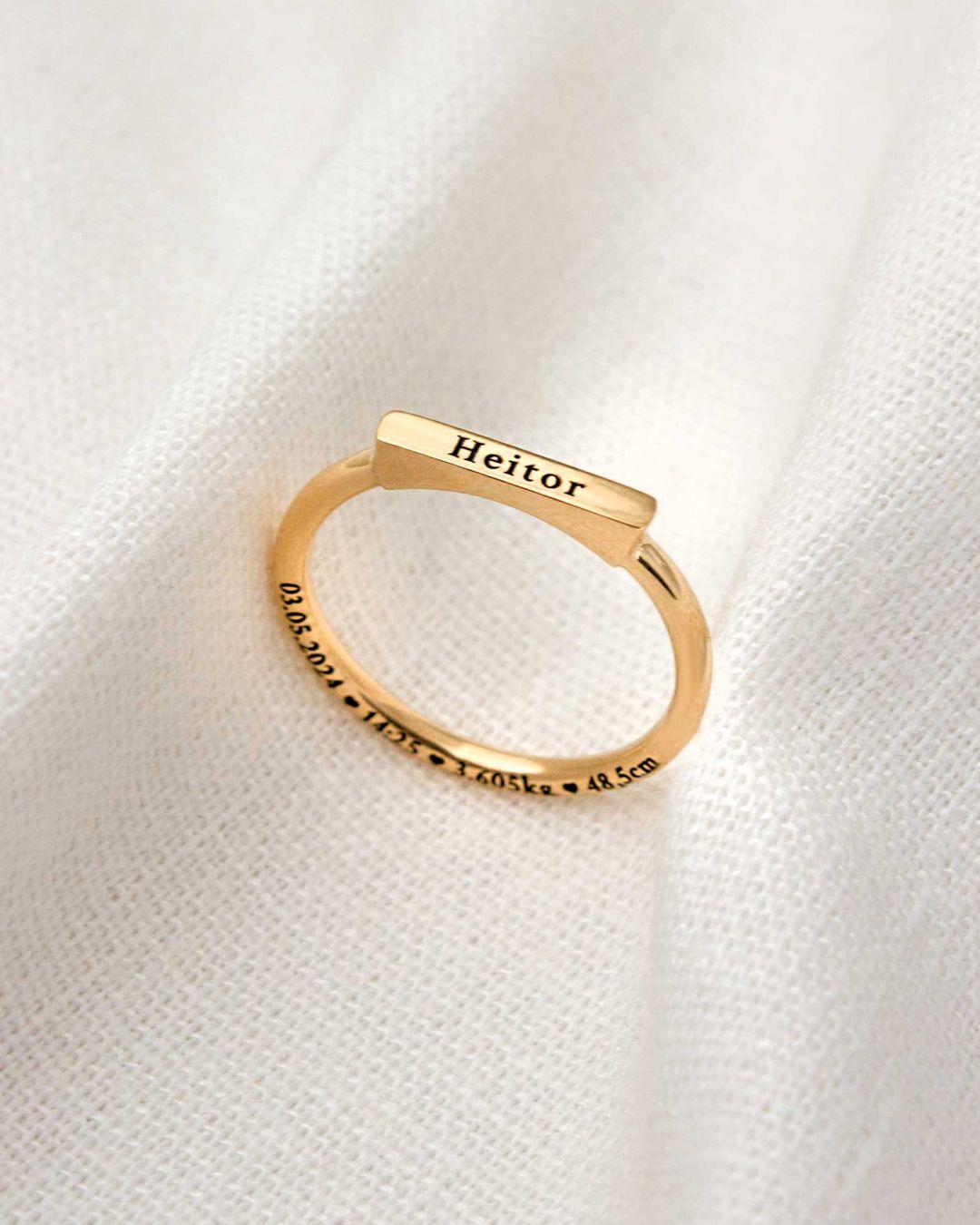 Anel Nome Personalizado Ouro 18K