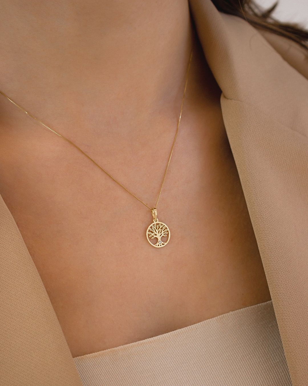 Pingente Árvore da Vida com Brilhante Ouro 18K