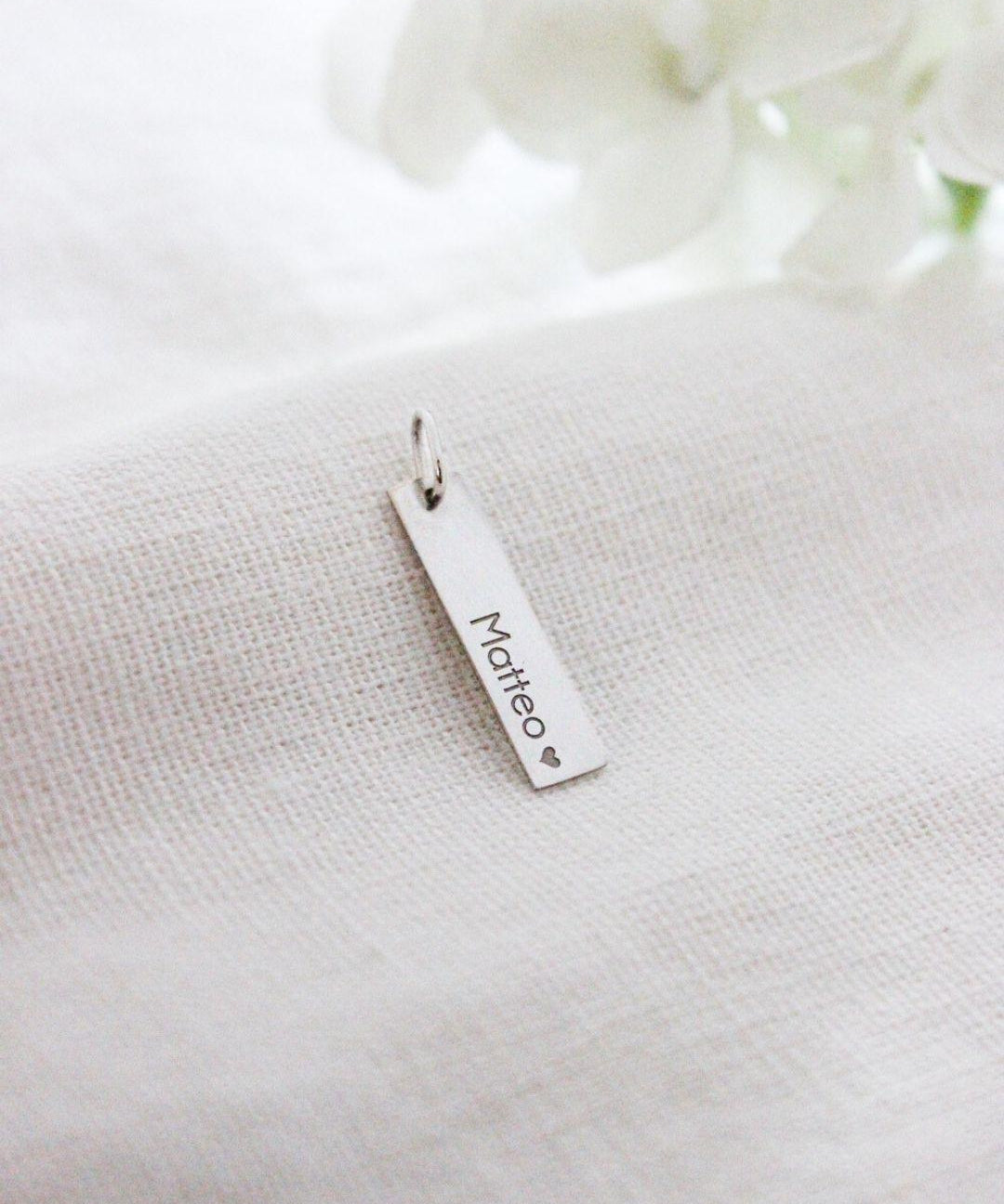 Pingente Personalizado Placa Retangular Prata