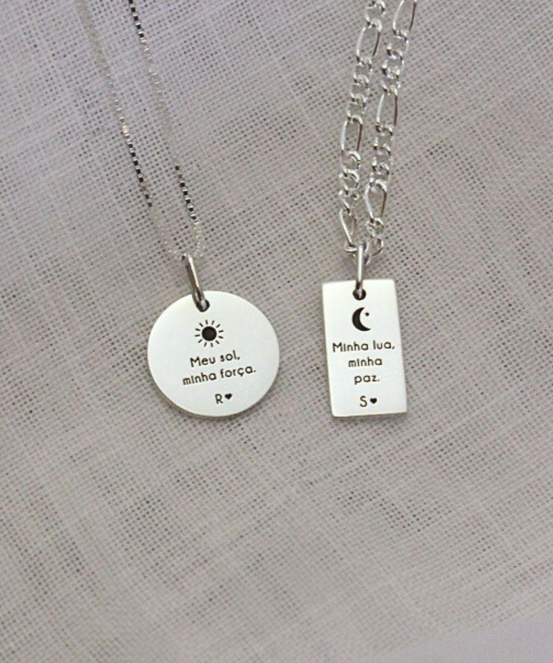 Kit Pingentes Personalizados Redondo + Retangular Prata 950