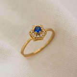 Anel Formatura Hexagonal Aro Delicado Ouro 18K